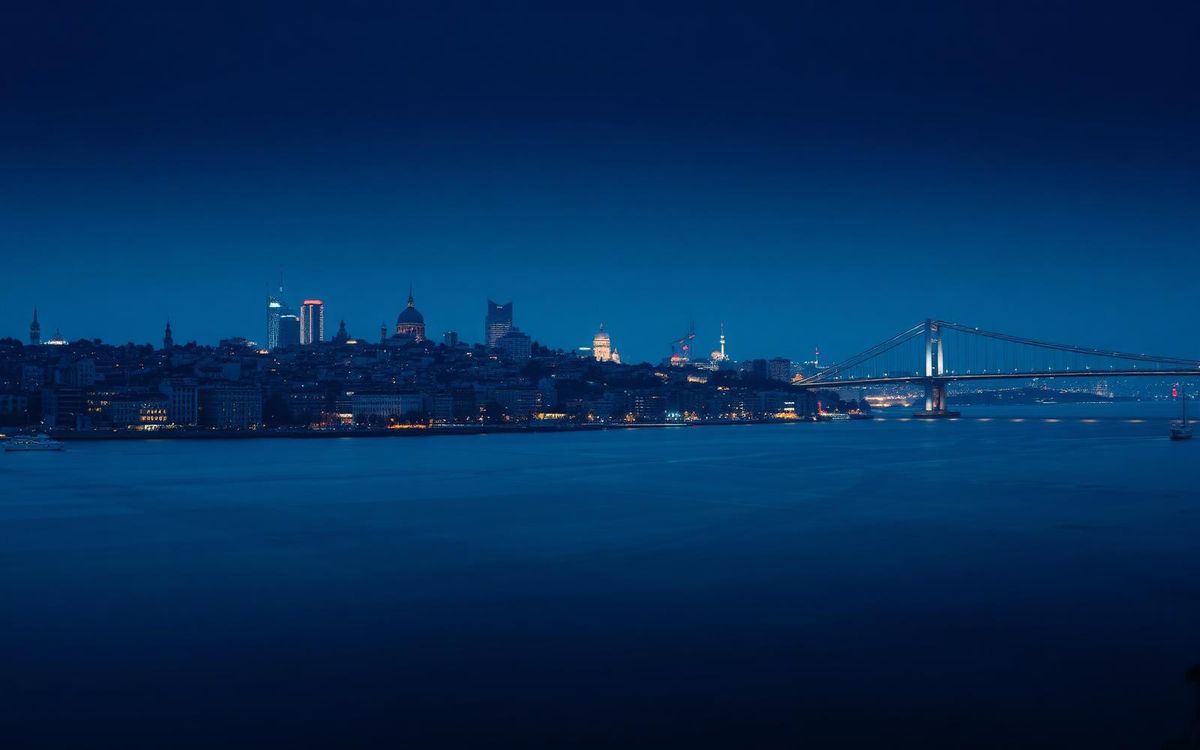 Istanbul skyline over the Bosphorus at dusk
